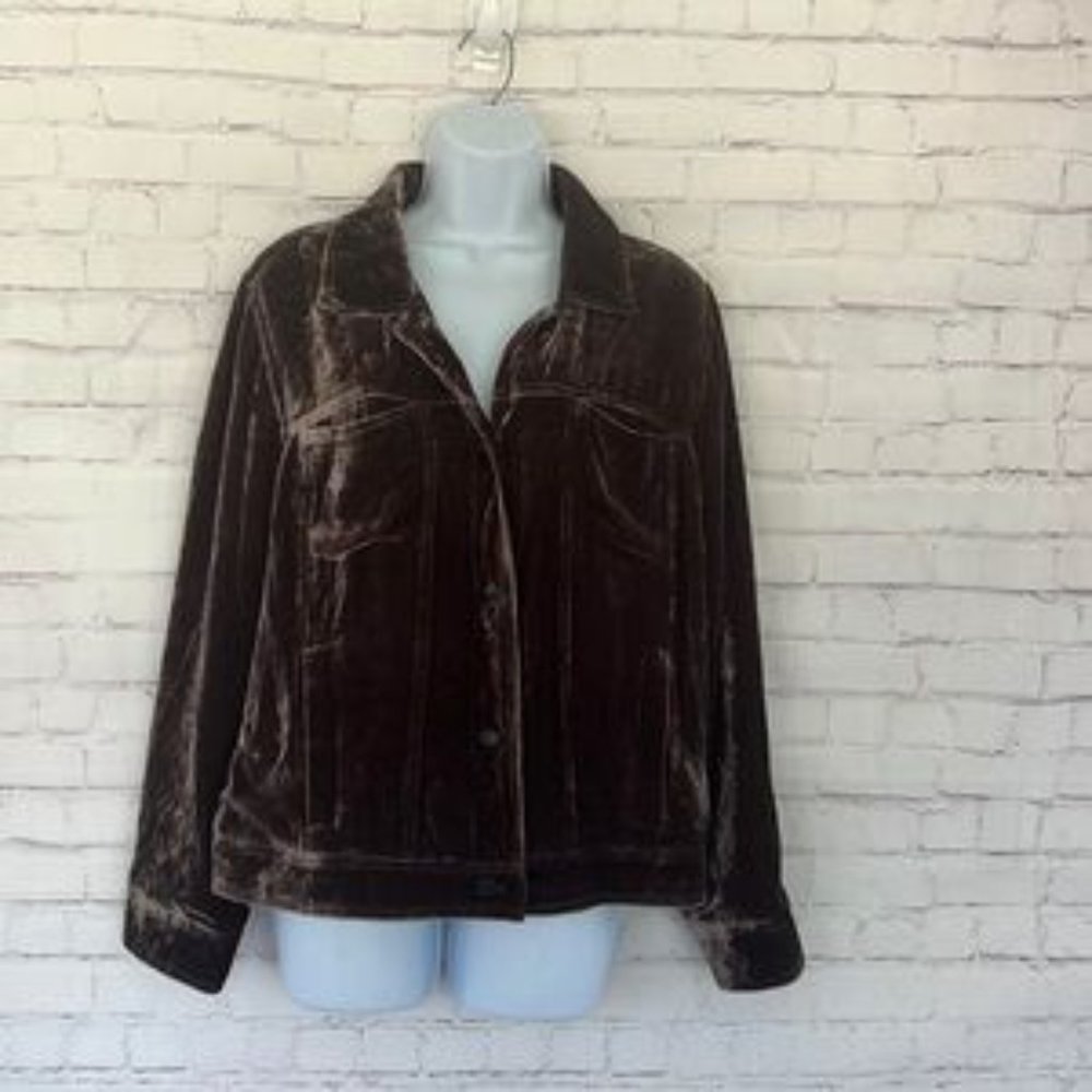 J. Jill brown velvet silk jacket size medium